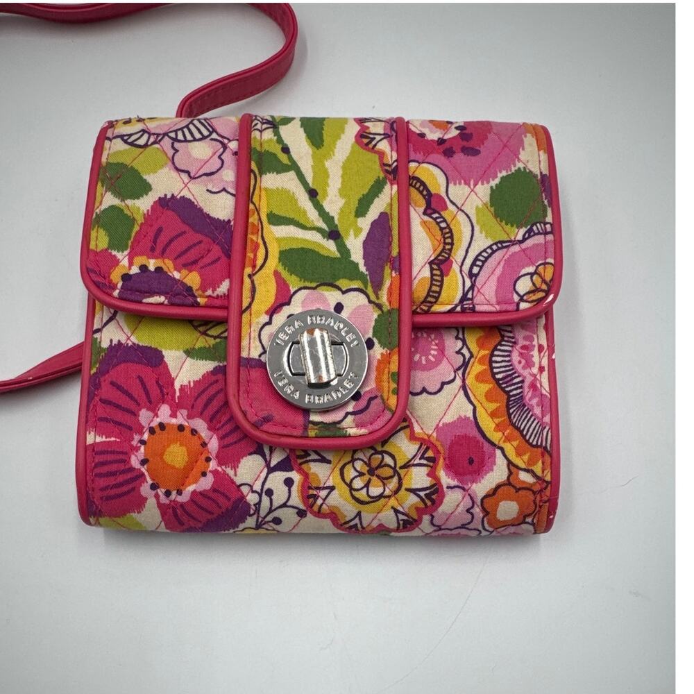 Retired Vera Bradley Clementine Print Mini Turnlock Crossbody Wallet Purse